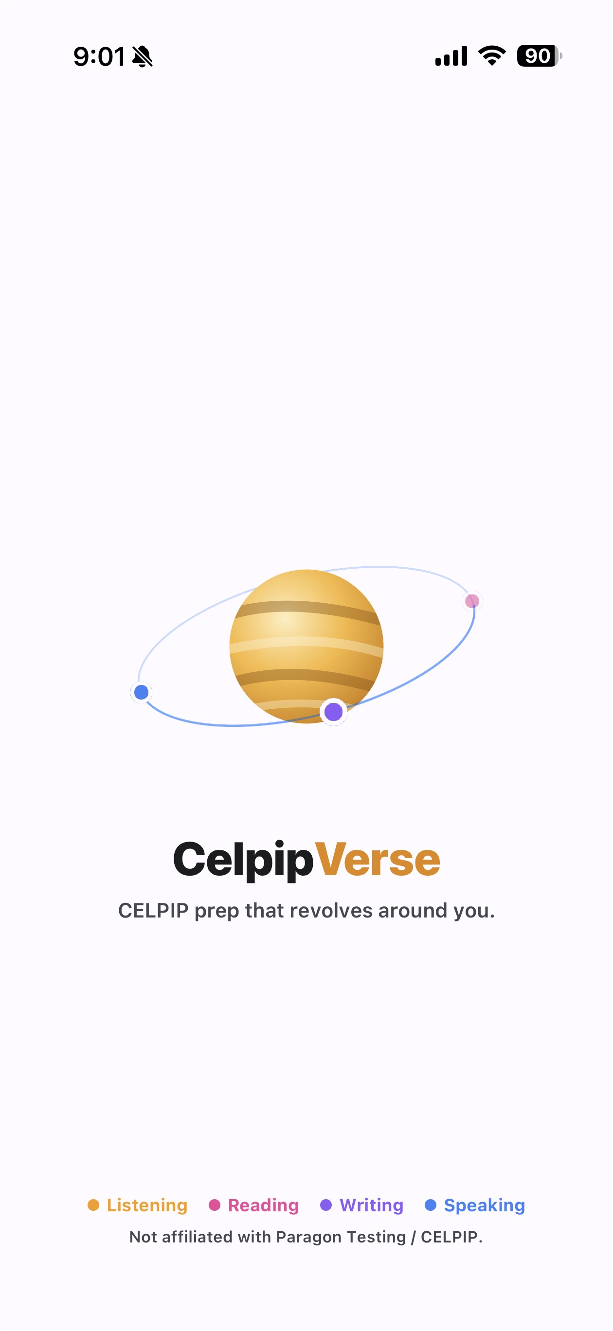 CelpipVerse splash screen: CELPIP prep that revolves around you